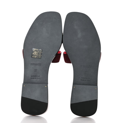 Hermes Suede Goatskin Oran Sandals 37 Rose Rouge Marsala 5 of 10