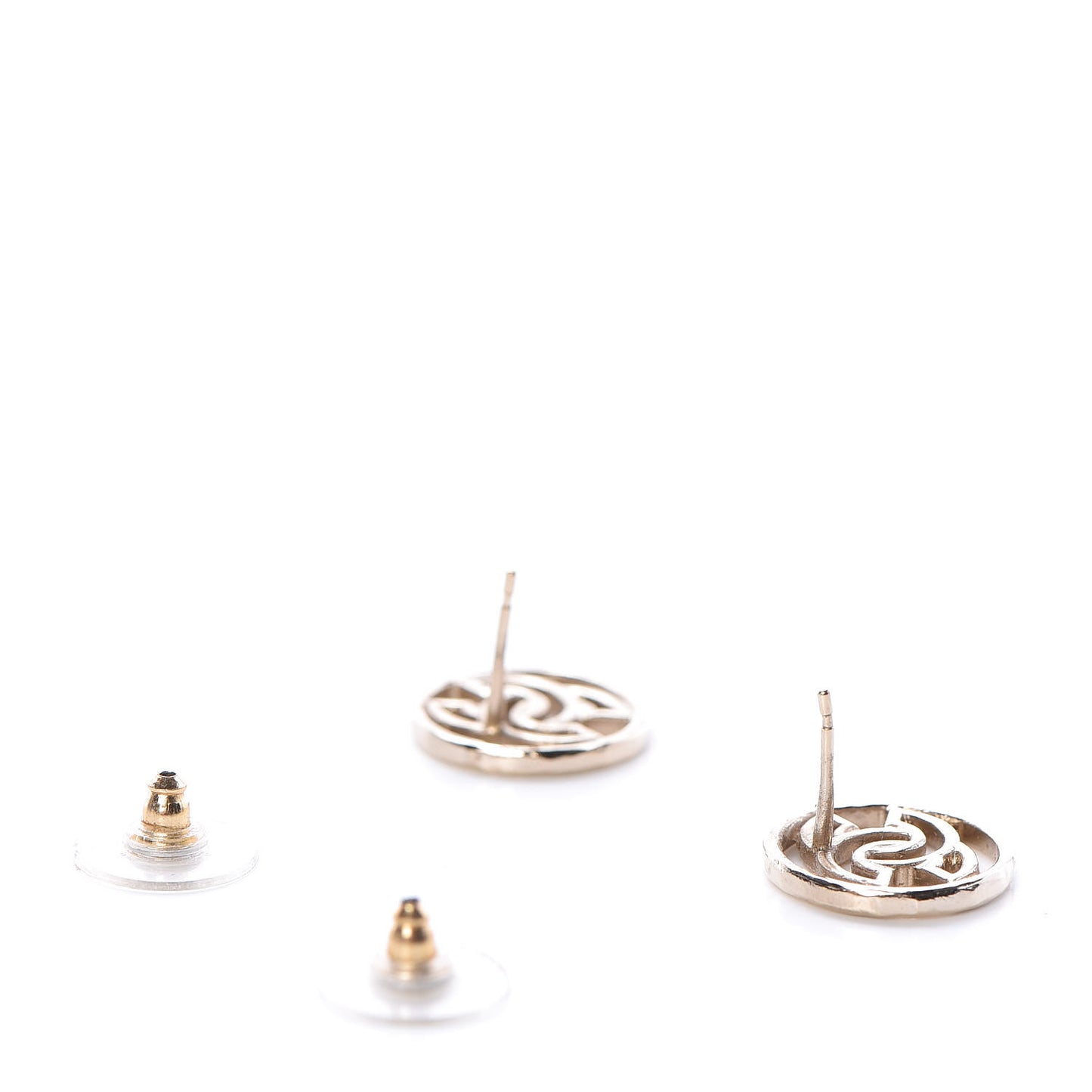 Metal CC Round Earrings Light Gold