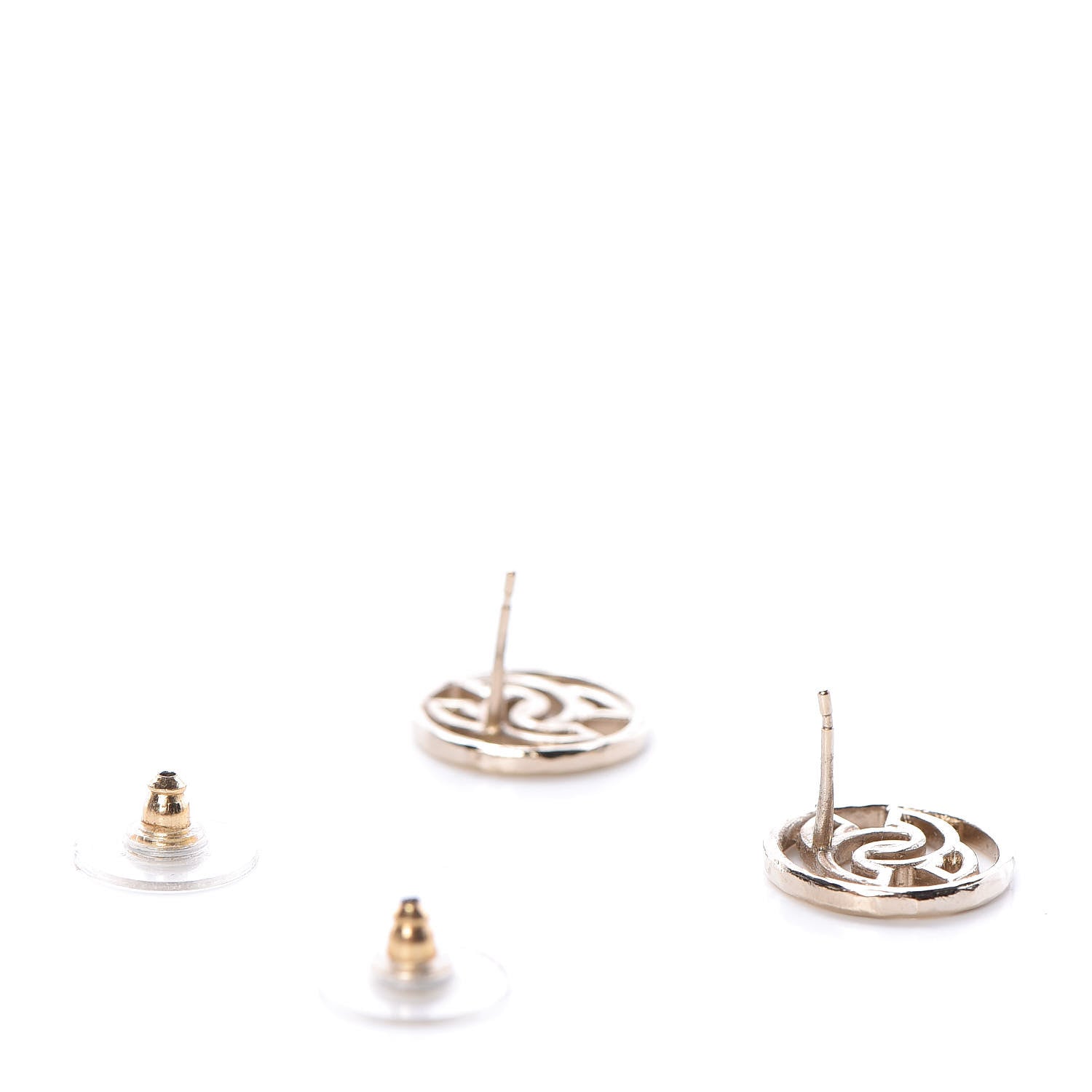 Chanel Metal CC Round Earrings Light Gold 3 of 5
