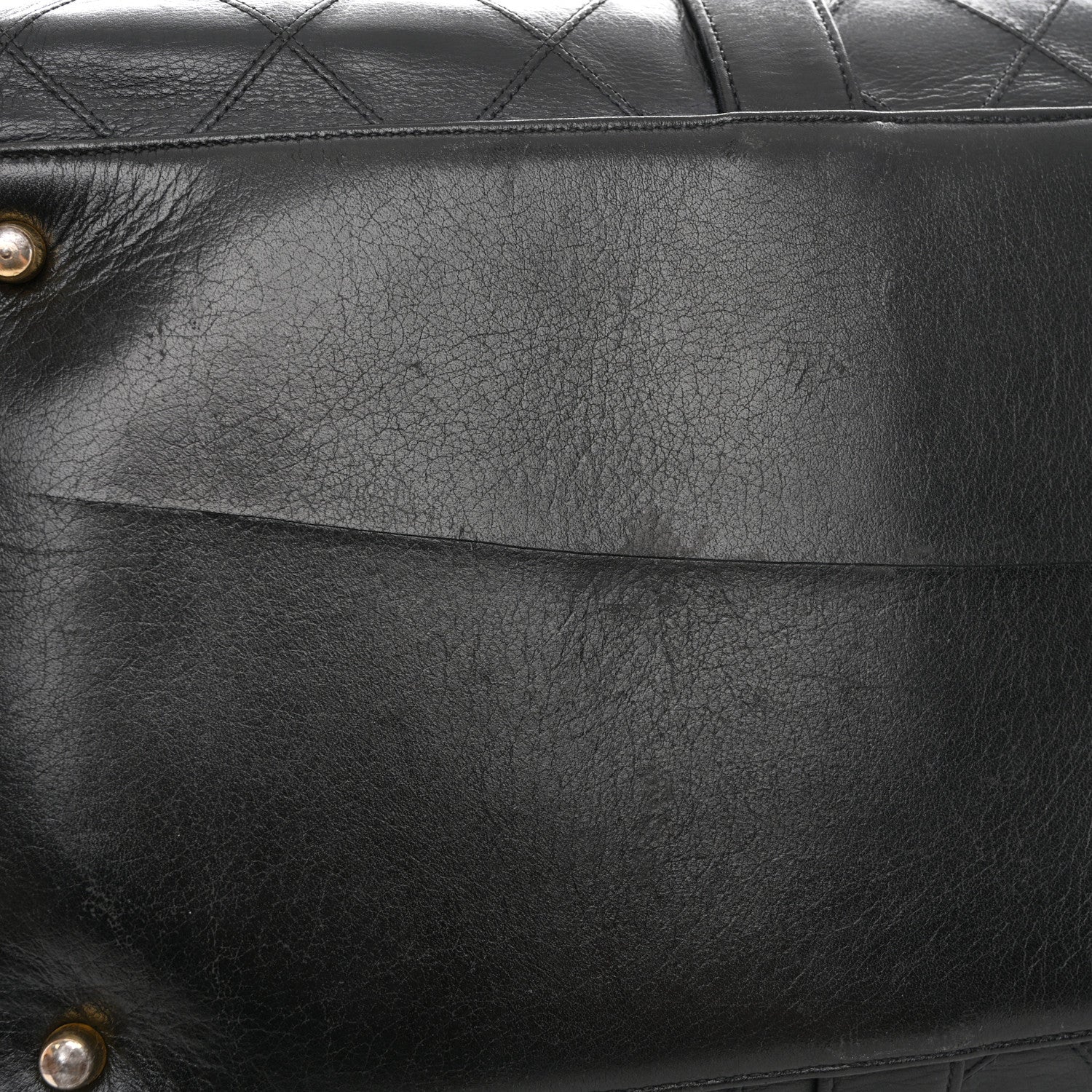 Chanel Calfskin Stitched Duffle Travel Bag Black 11 of 16