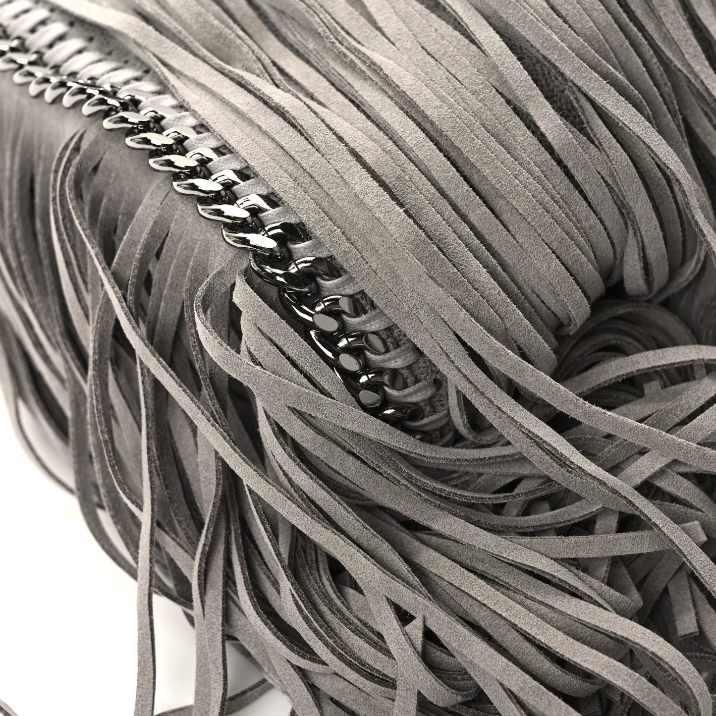 Shaggy Deer Fringe Mini Falabella Tote Grey