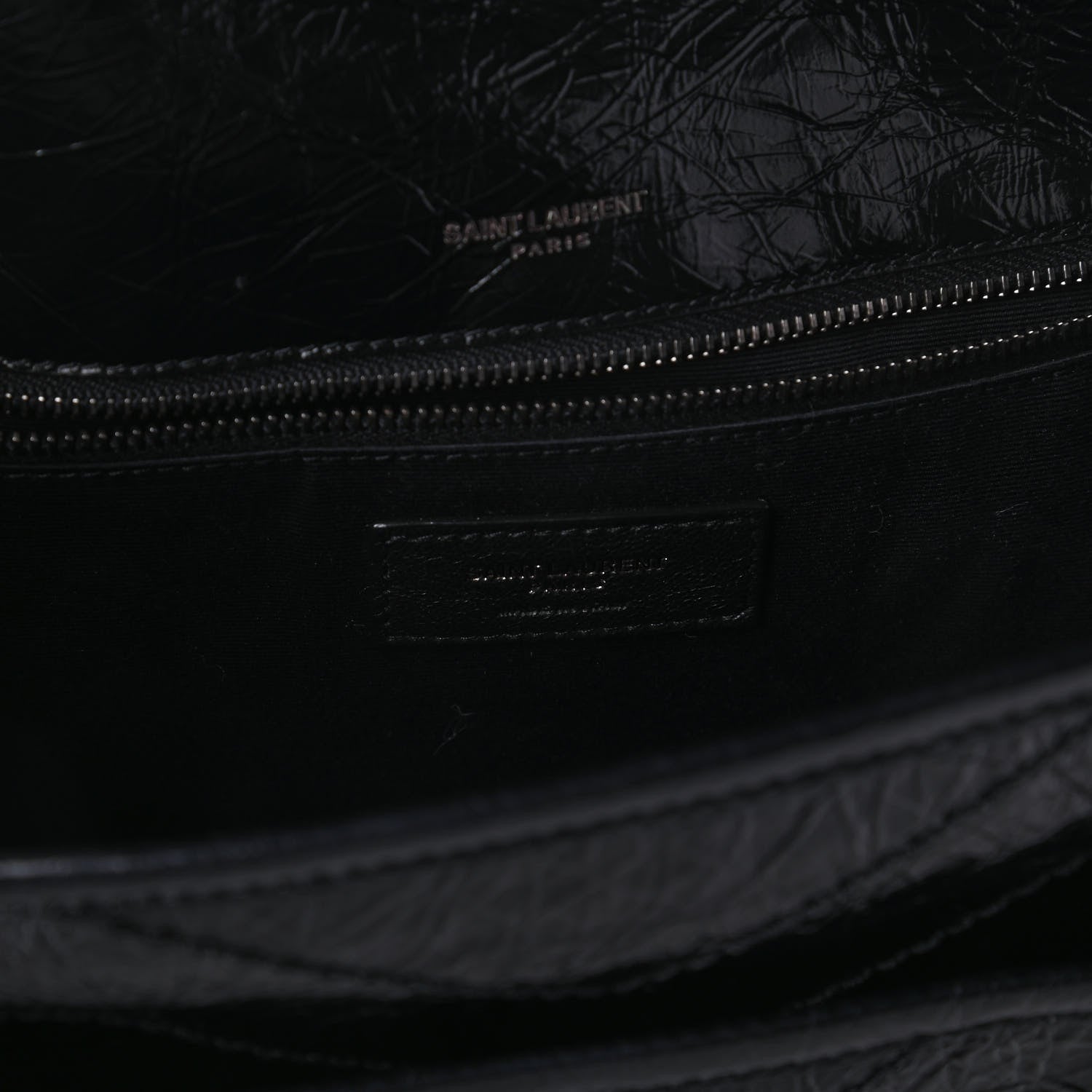 Saint Laurent Crinkled Calfskin Matelasse Monogram Medium Niki Chain Satchel Black 8 of 10