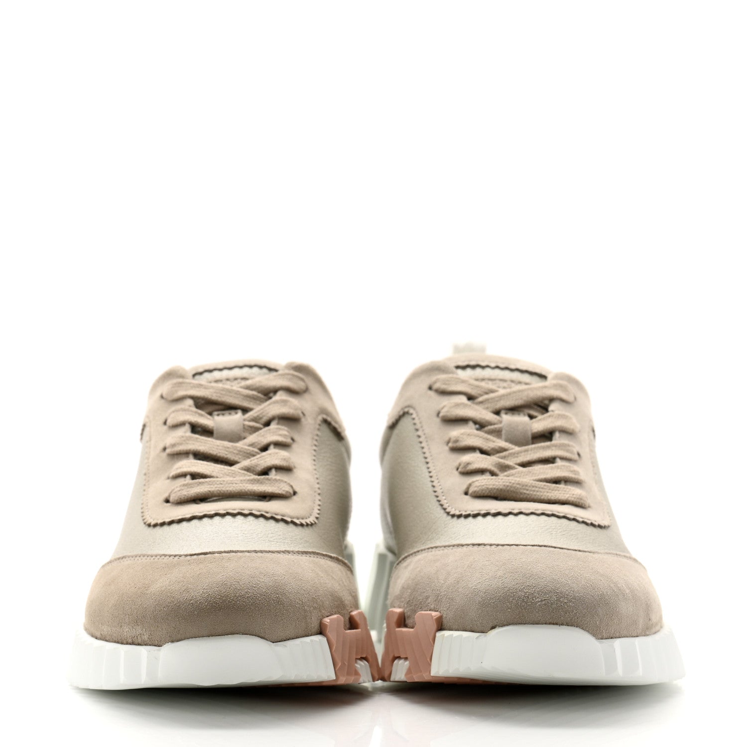 Hermes Sport Goatskin Suede Goatskin Womens Bouncing Sneakers 37.5 Beige Esquisse 2 of 10