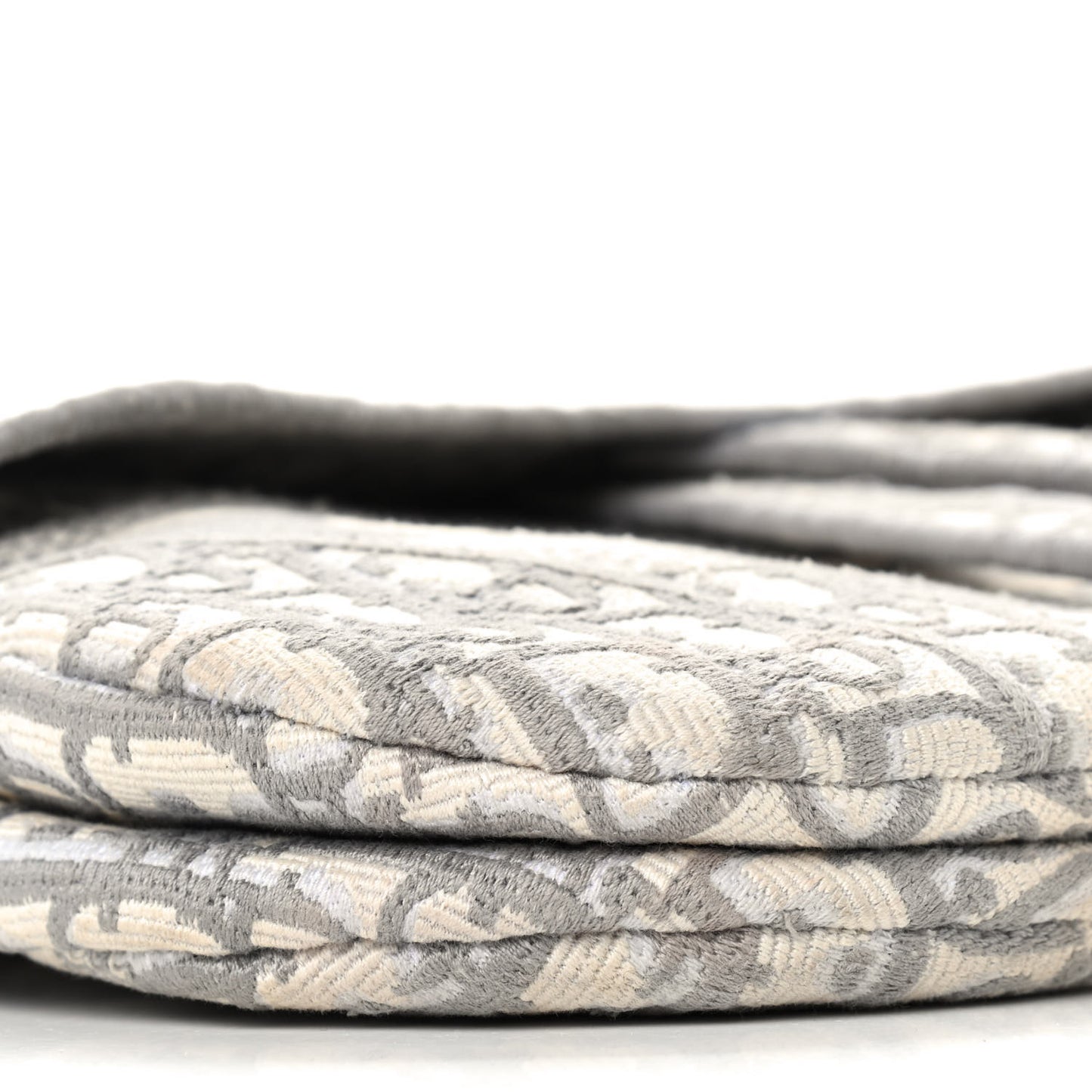 Oblique Embroidered Saddle Bag Gray