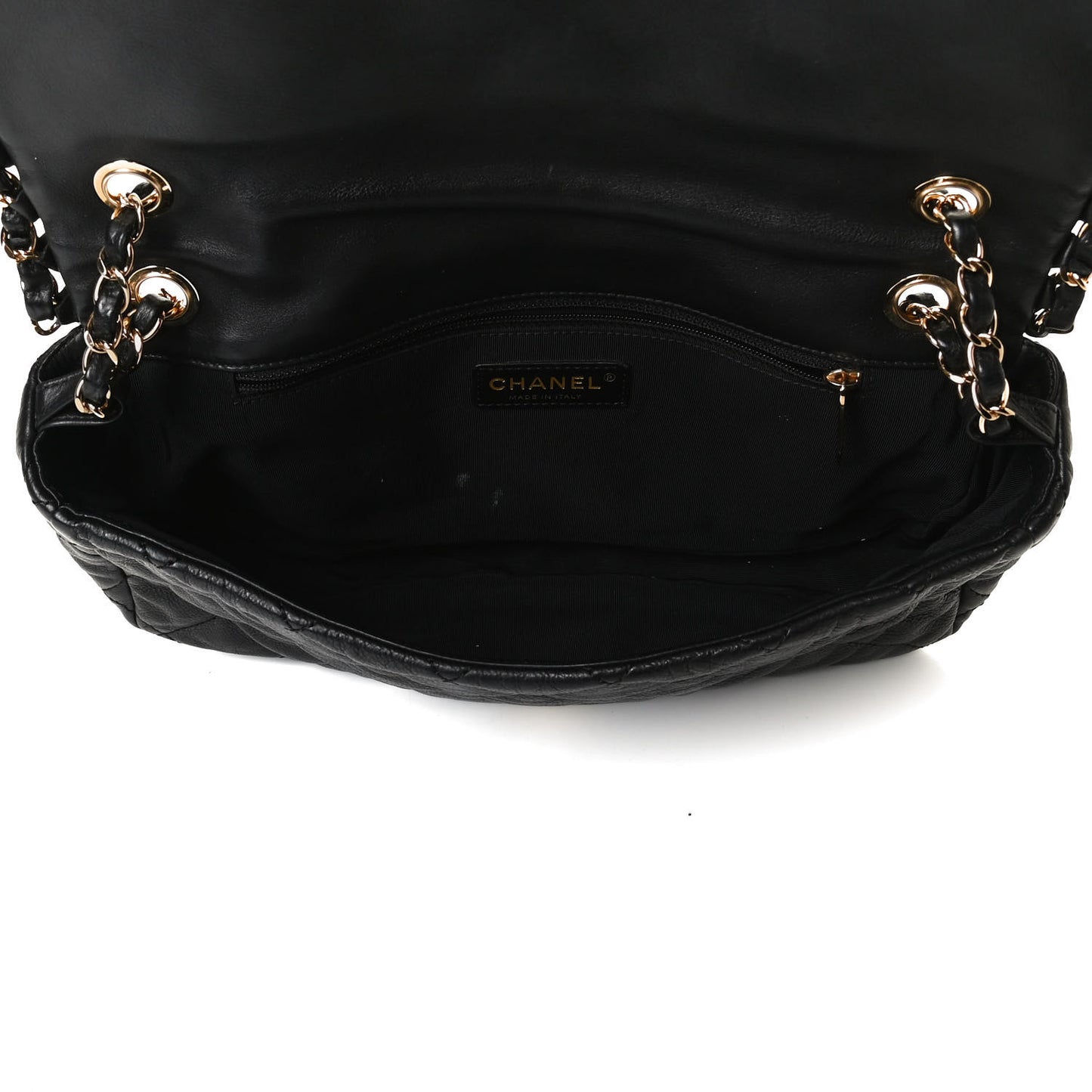 Calfskin Quilted Medium Chain Me Flap Black