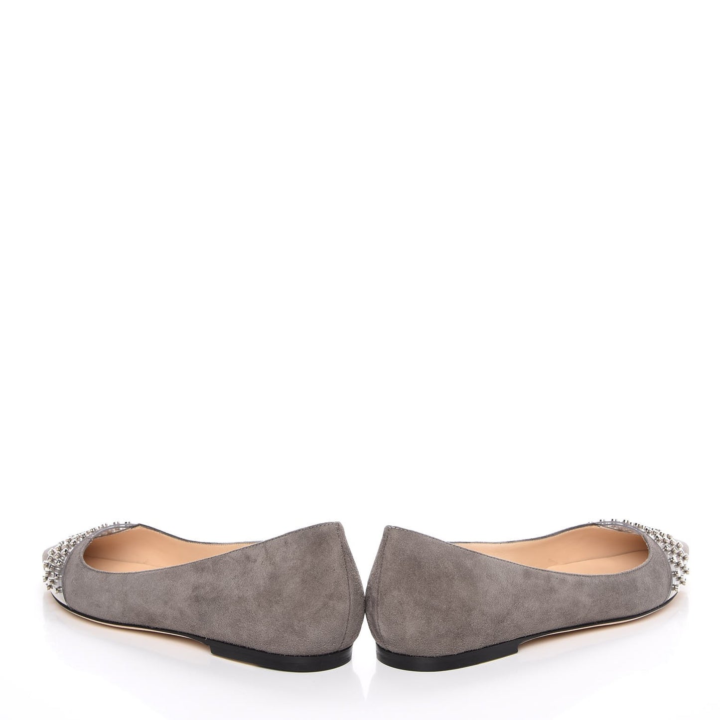Suede Studded Hazel Pointy Toe Flats 36 Grey