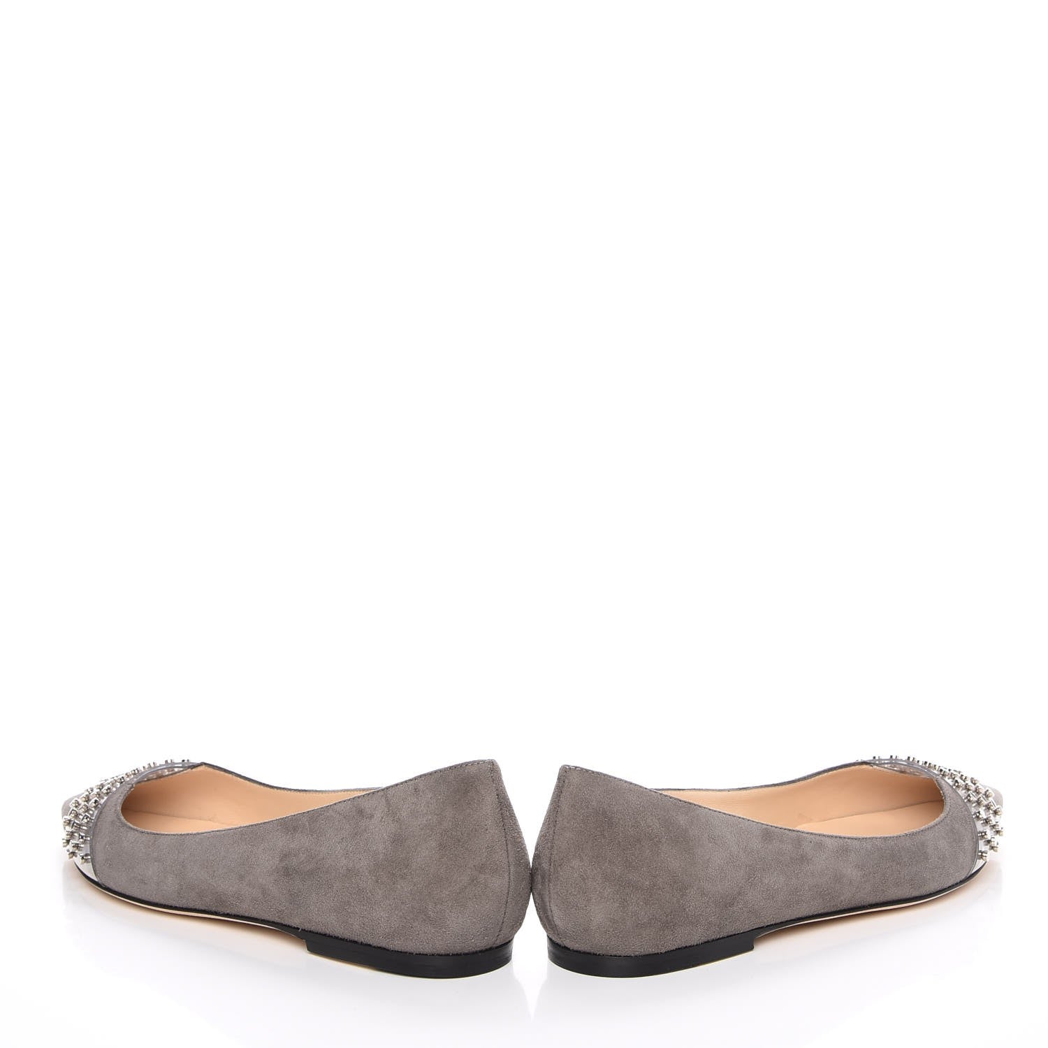 Jimmy Choo Suede Studded Hazel Pointy Toe Flats 36 Grey 5 of 12