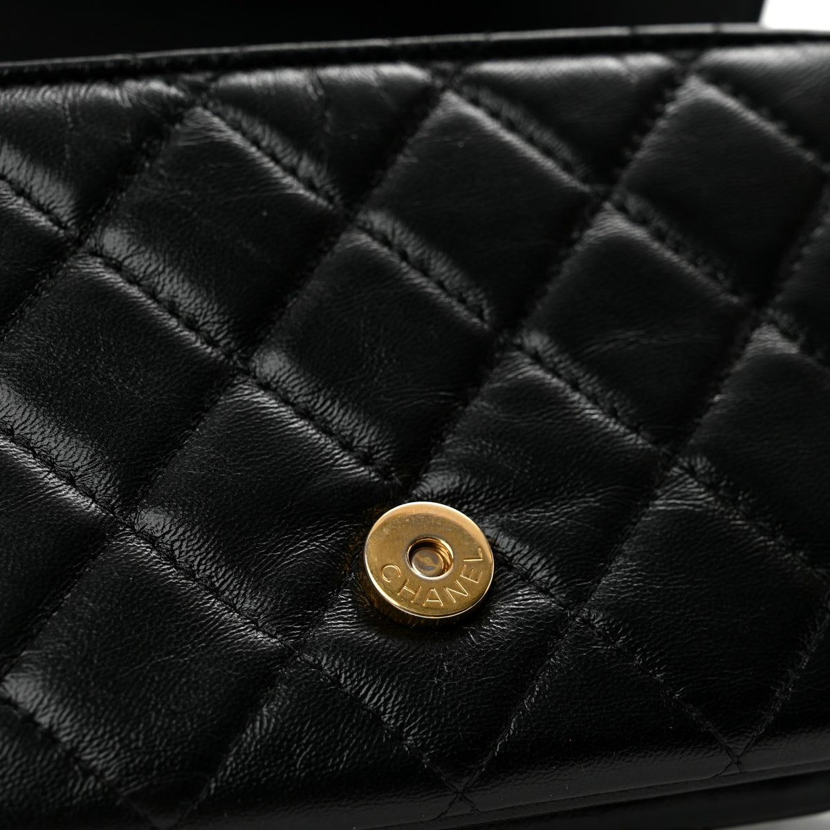 Chanel Shiny Lambskin Quilted Flap Phone Holder With Chain Black 12 of 13