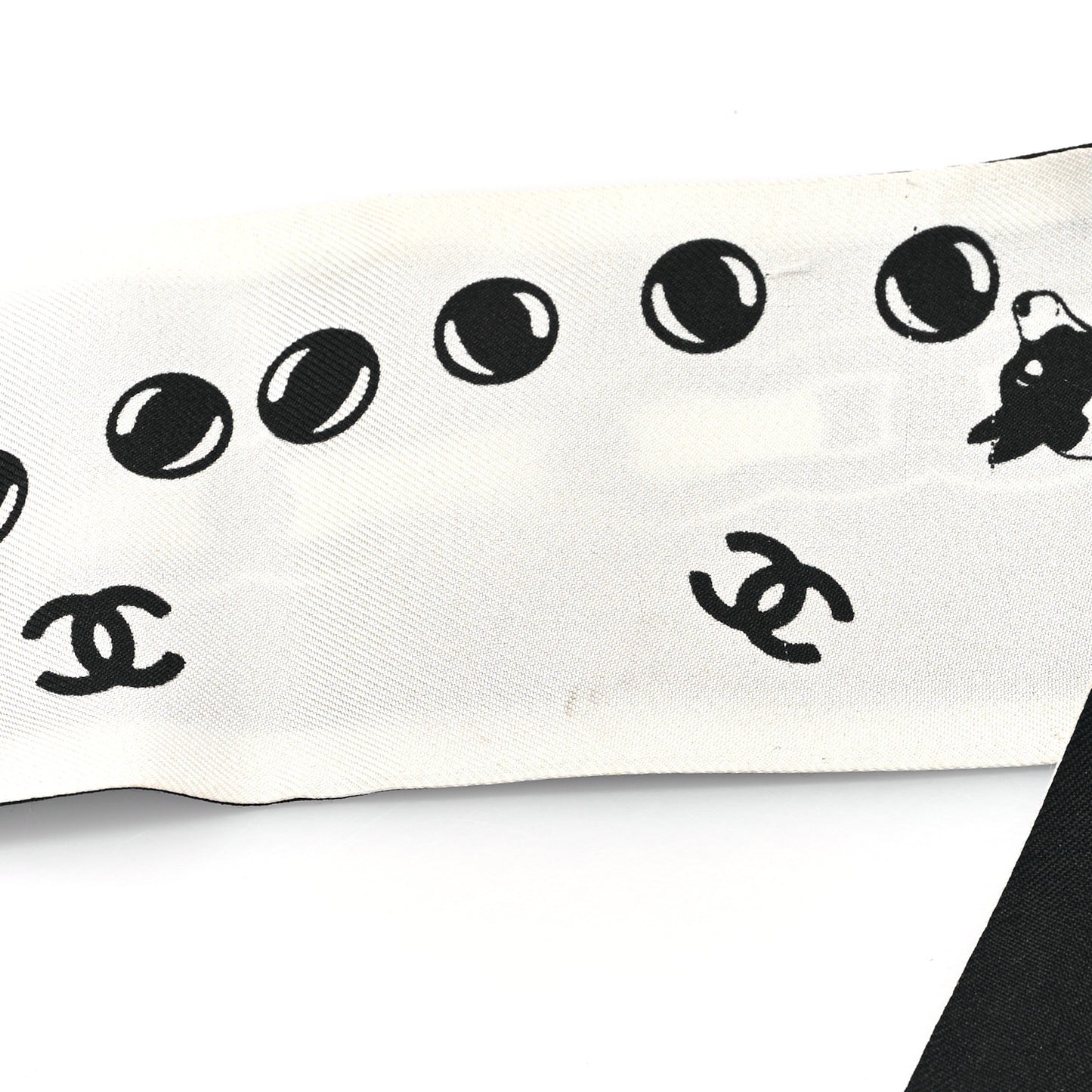 Silk CC Puppies Slim Bandeau Scarf Black Ecru