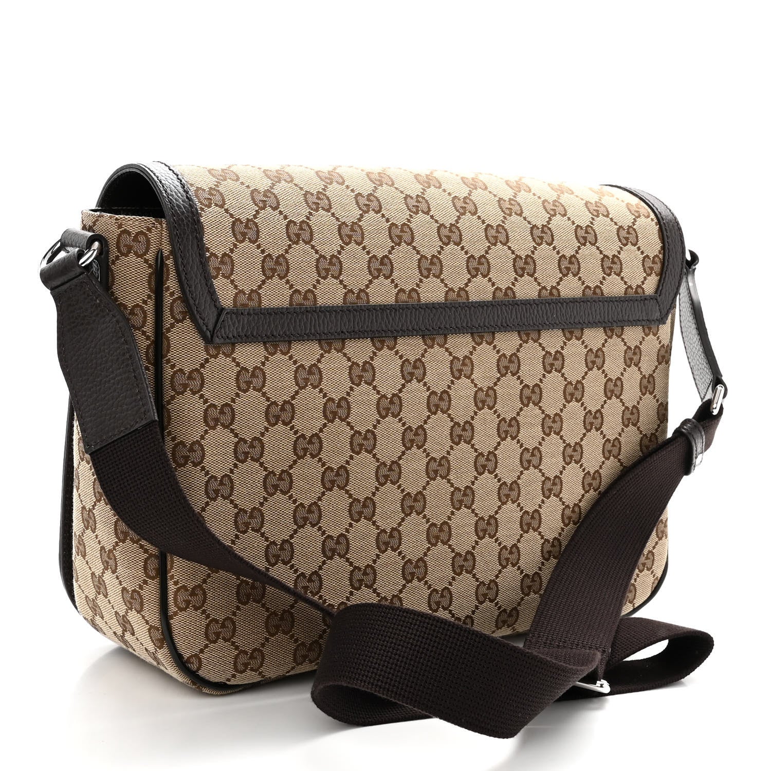 Gucci Monogram Large Flap Messenger Bag Beige Dark Brown 3 of 11