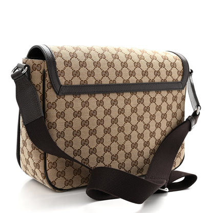 Gucci Monogram Large Flap Messenger Bag Beige Dark Brown 3 of 11