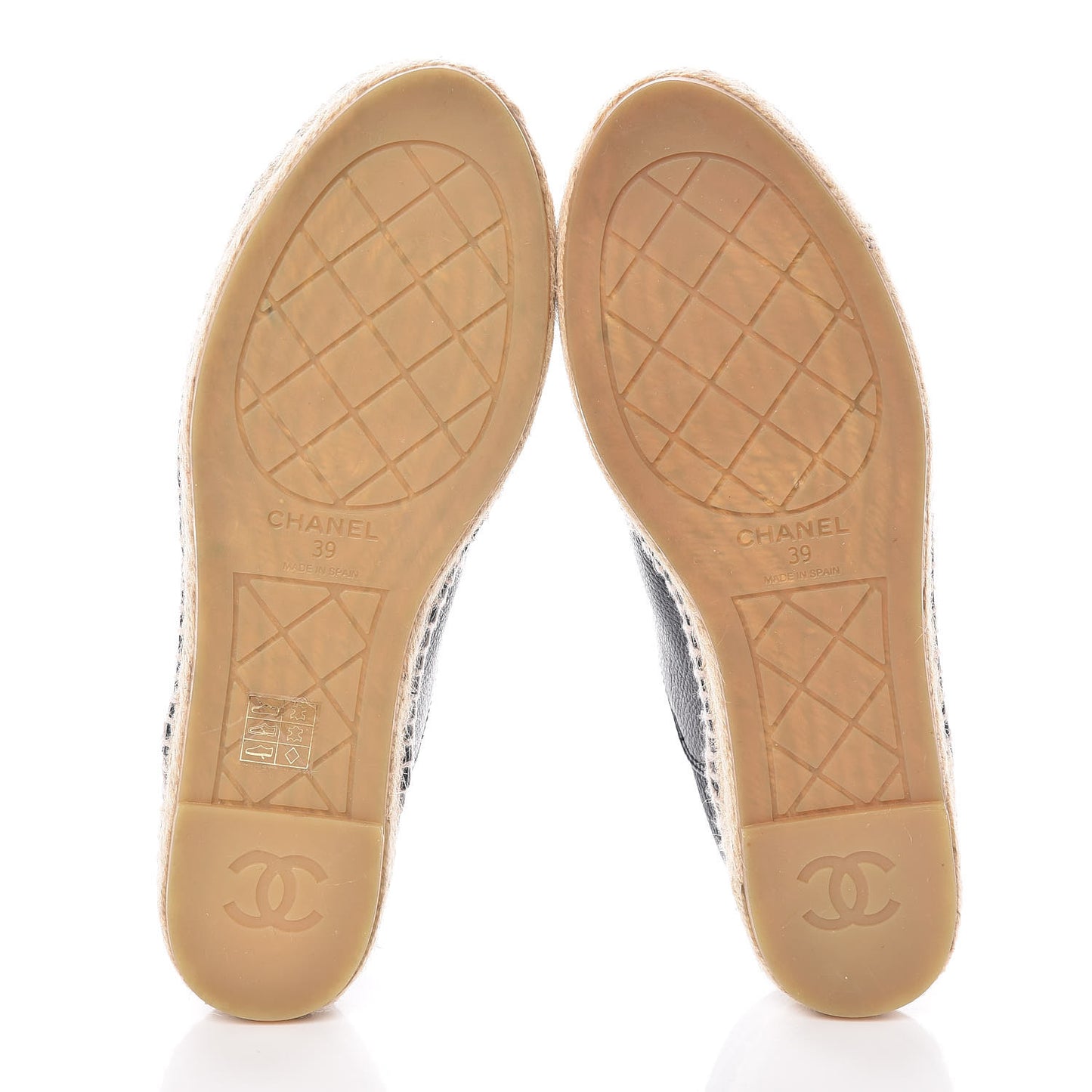 Grained Calfskin CC Espadrilles 39 Black Navy