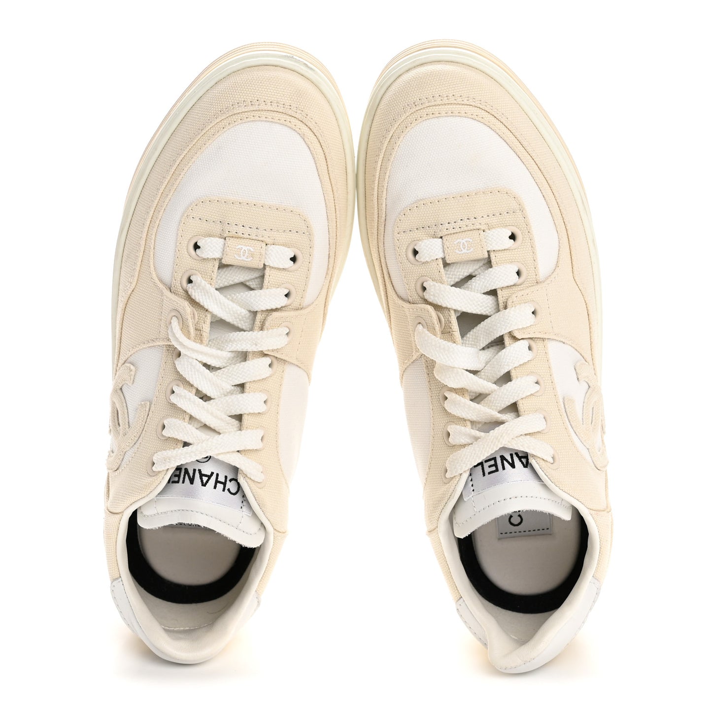 Cotton Sneakers 38.5 Beige White