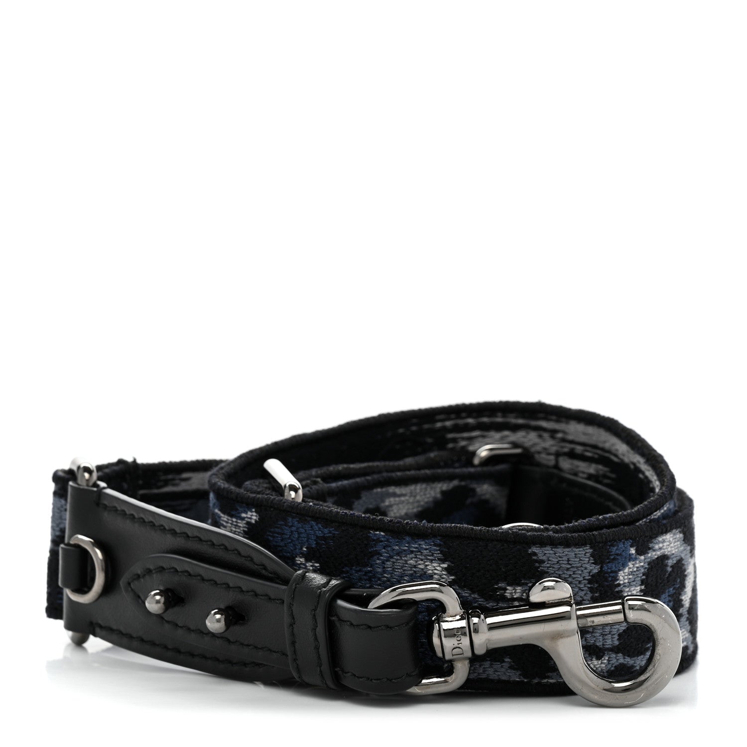 Christian Dior Canvas Mizza Embroidered Leopard Shoulder Strap Bleu Black 1 of 5