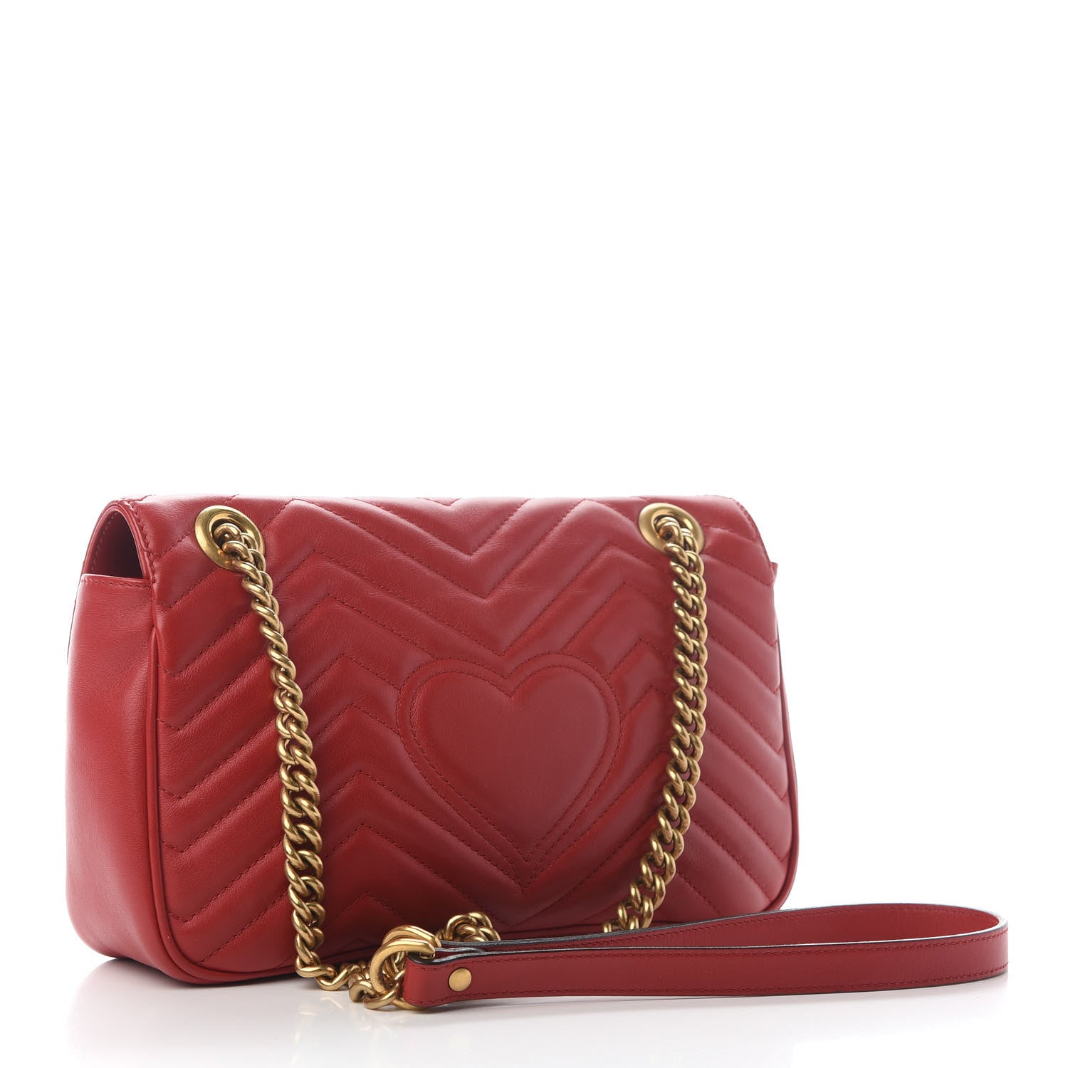 Gucci Calfskin Matelasse Small GG Marmont Shoulder Bag Hibiscus Red 2 of 8