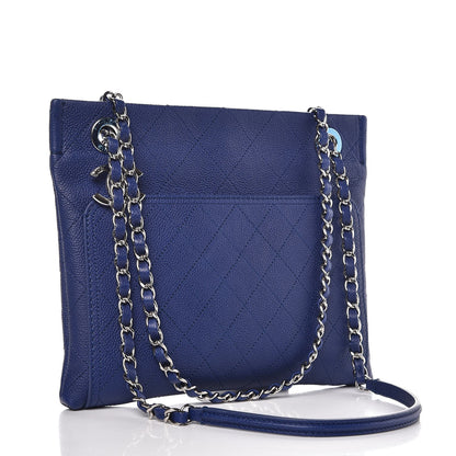 Chanel Caviar Stitched Small CC Pocket Shoulder Dark Blue 3 of 7