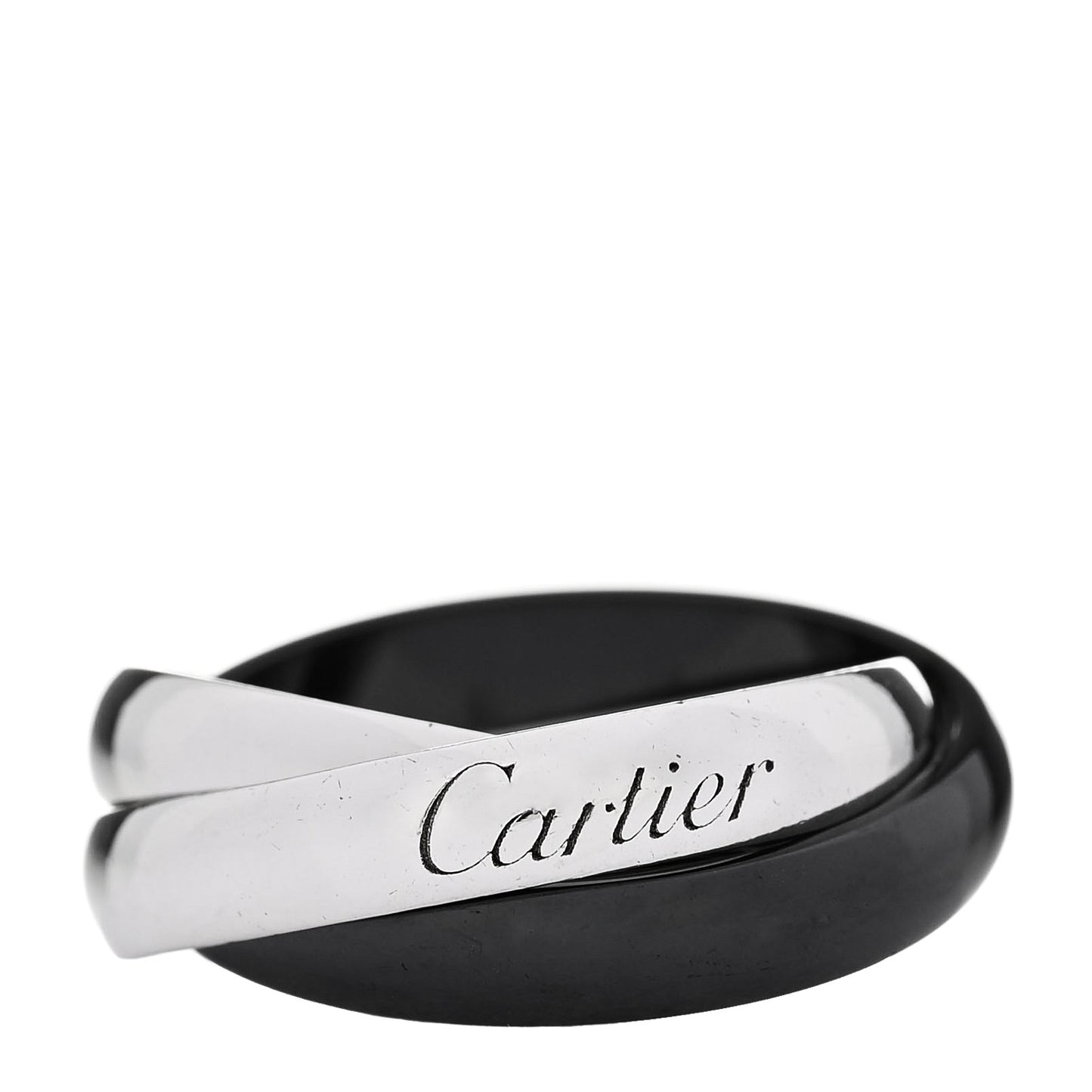 18K White Gold Black Ceramic Trinity Ring 51 5.75