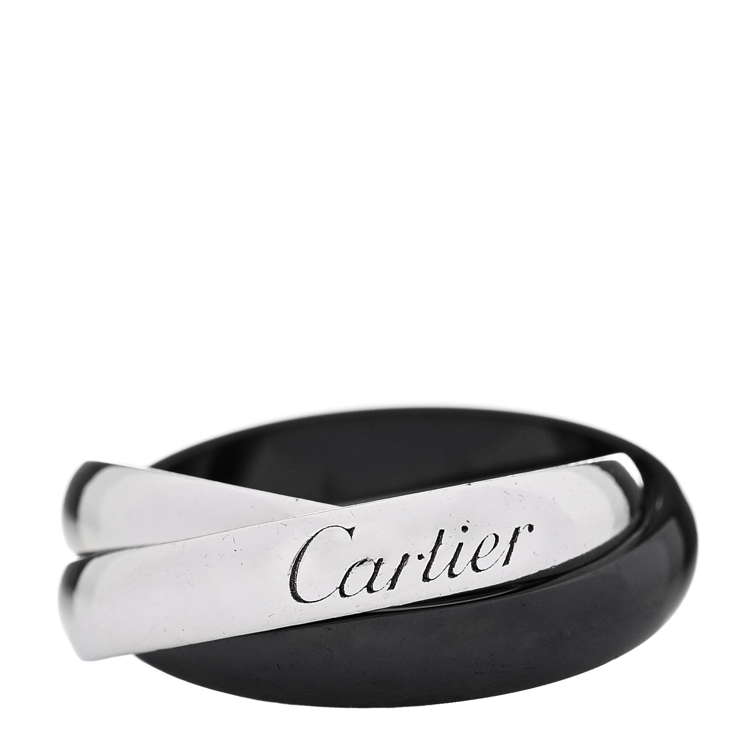 Cartier 18K White Gold Black Ceramic Trinity Ring 51 5.75 1 of 5