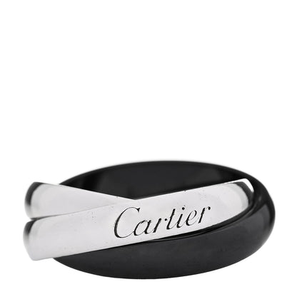 Cartier 18K White Gold Black Ceramic Trinity Ring 51 5.75 1 of 5