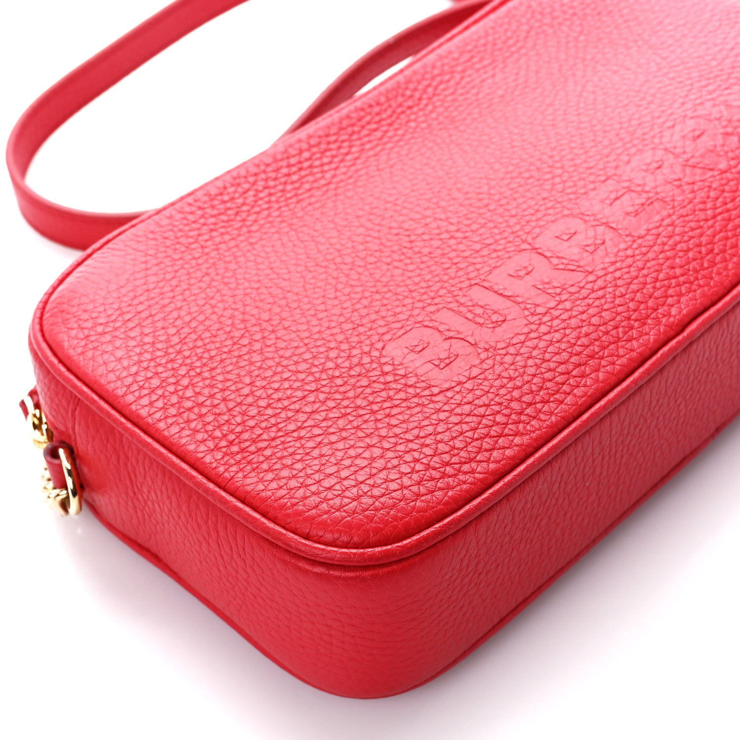 Burberry Calfskin Monogram Embossed Elongated Camera Bag Red 9 of 10