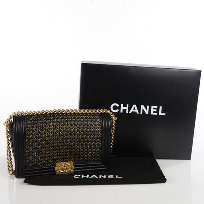 Chanel Braided Sheepskin Large Boy Reverso Flap Black 6 of 8