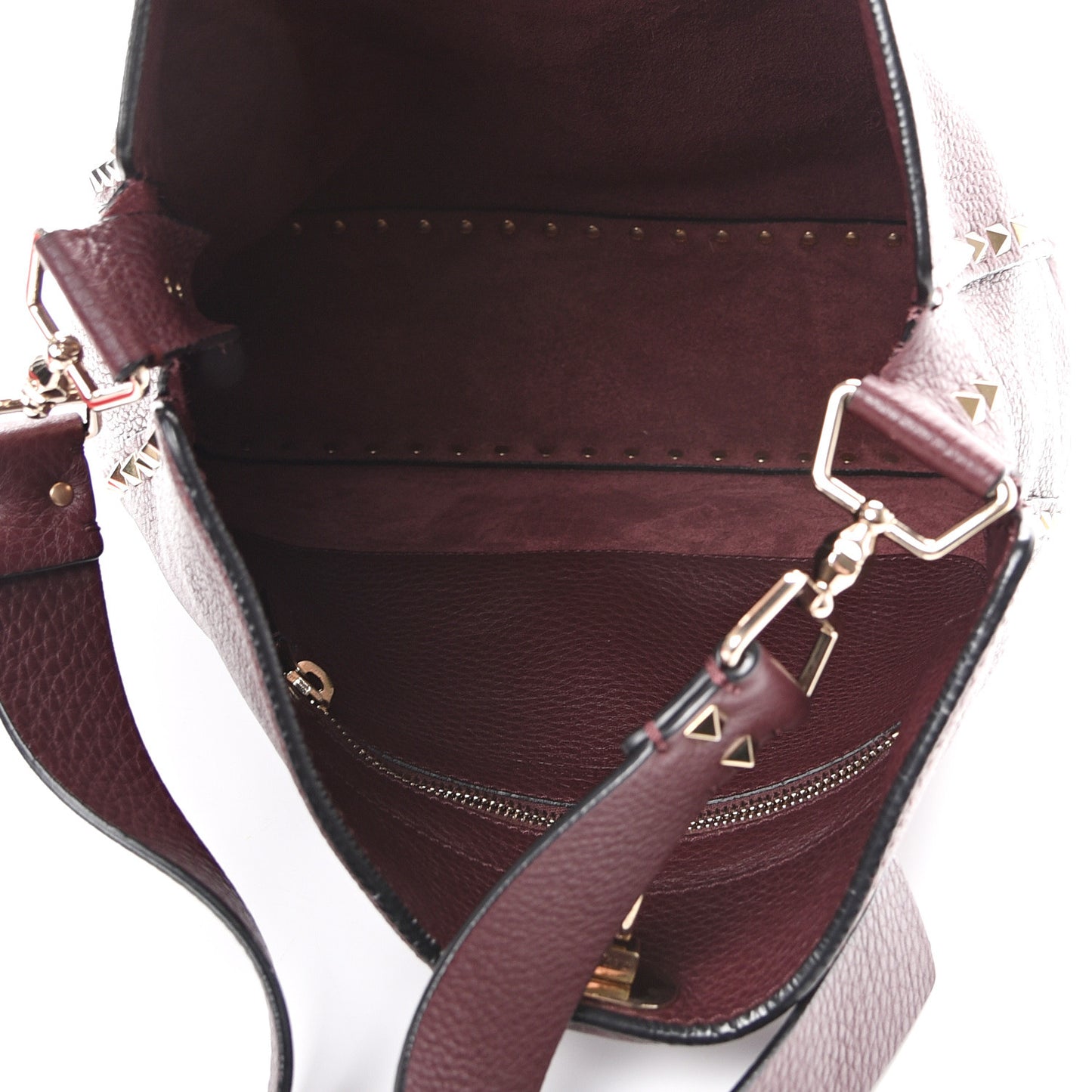 Pebbled Calfskin Large Rockstud Flip-Lock Messenger Bag Vinaccia