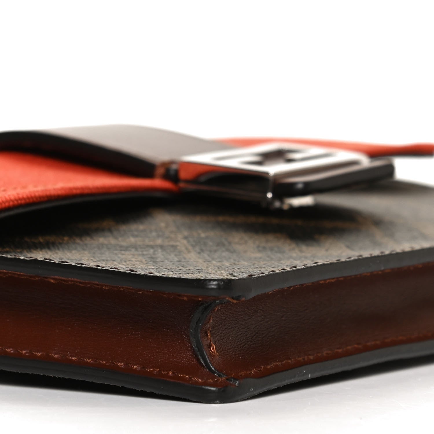 Fendi Glazed Fabric Cotton Vitello King Aura FF 1974 Baguette Belt Pouch Tobacco Moro Goji Ghianda 5 of 12