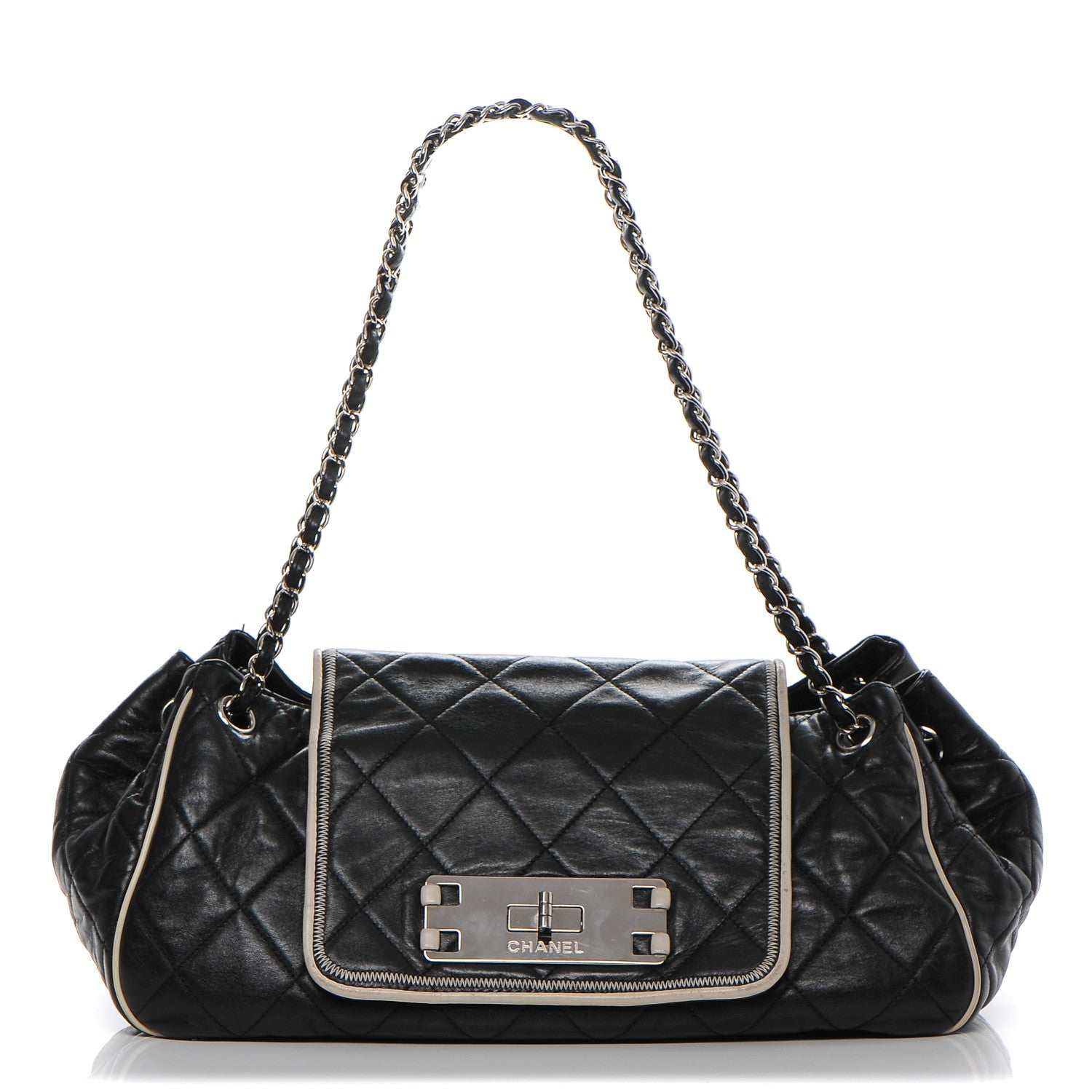 Chanel Lambskin Quilted East West Accordion Flap Black 1 of 8