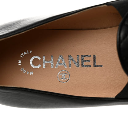 Chanel Calfskin Quilted CC Moccasin Loafers 36 Black 6 of 9