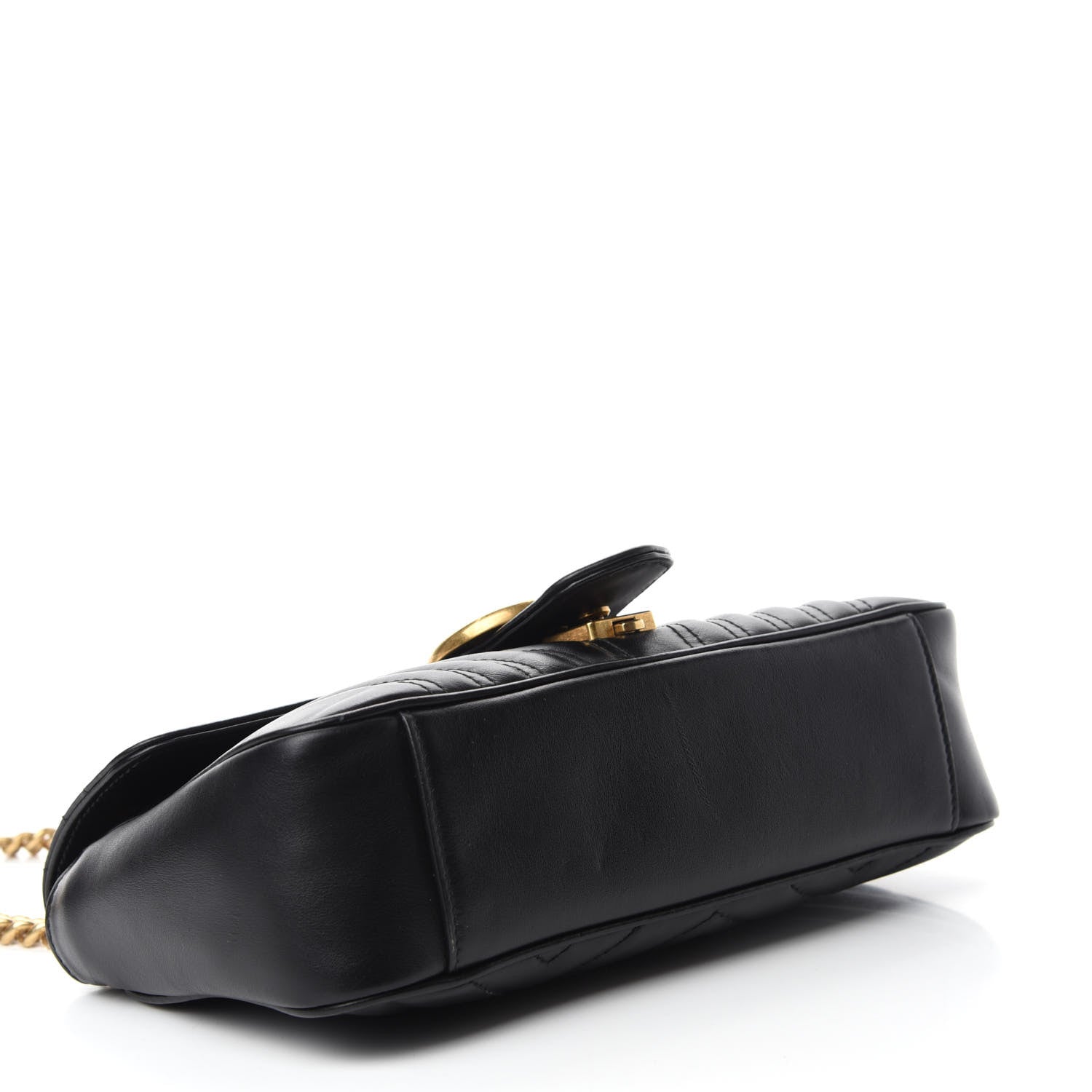 Gucci Calfskin Matelasse Small GG Marmont Shoulder Bag Black 4 of 12