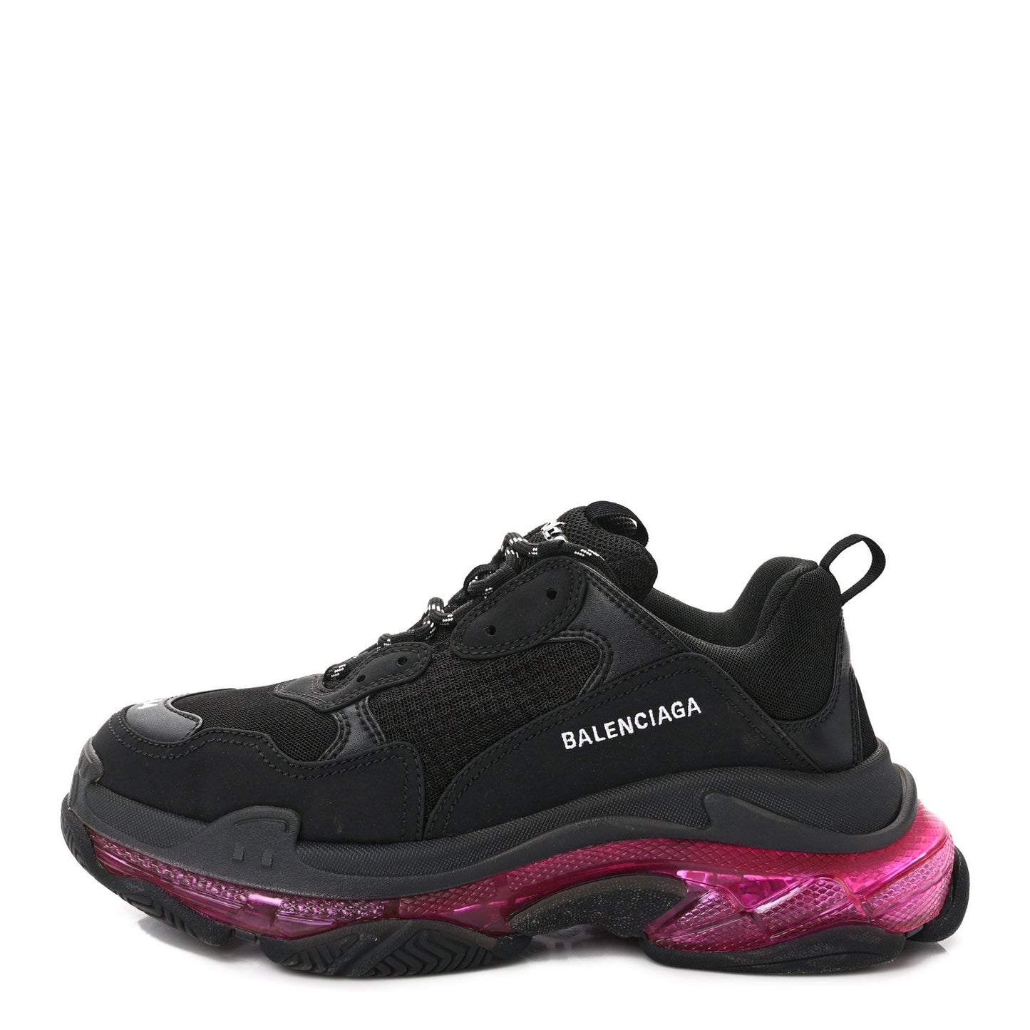 Fabric Mesh Clear Sole Mens Triple S Sneakers 44 Black Pink Neon