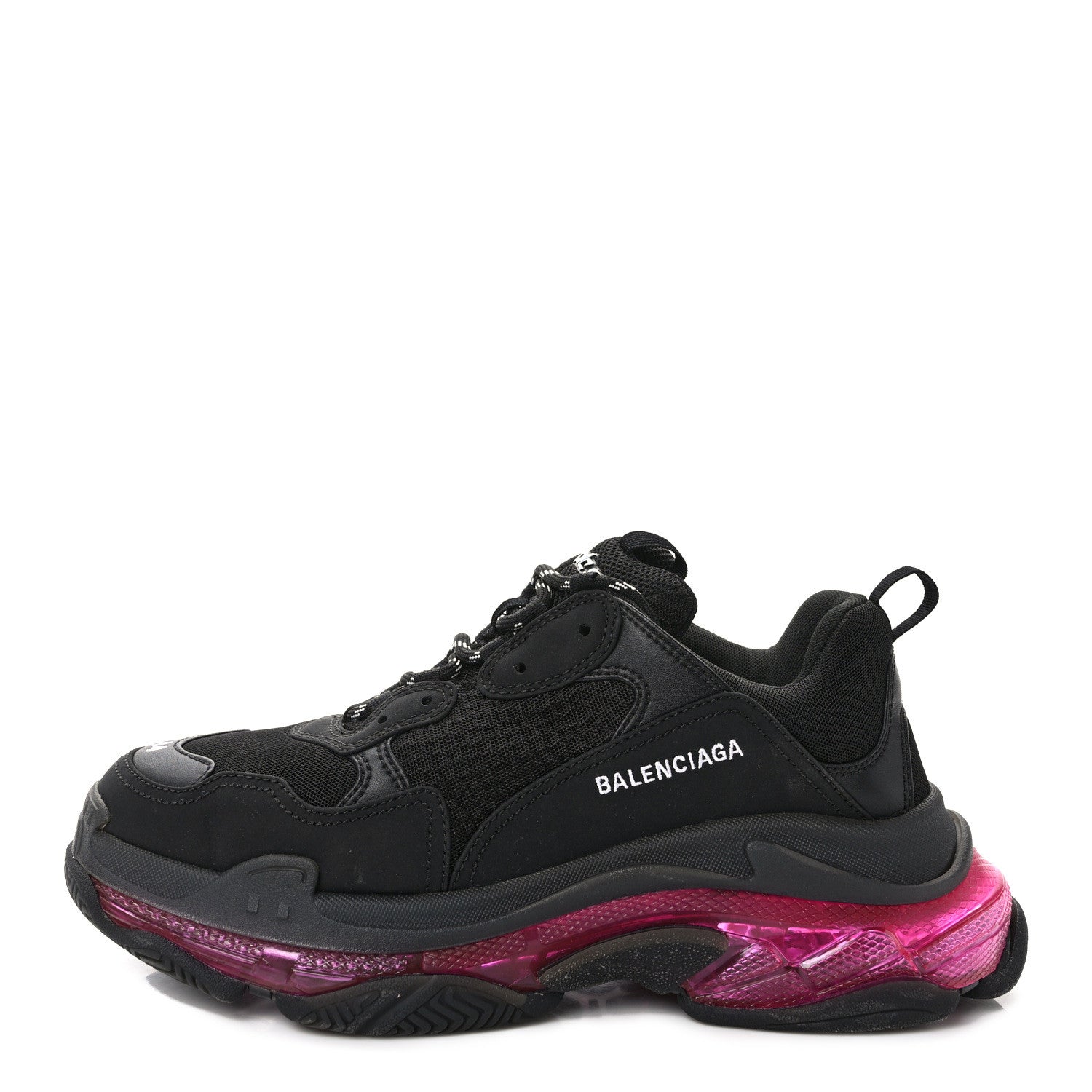 Balenciaga Fabric Mesh Clear Sole Mens Triple S Sneakers 44 Black Pink Neon 1 of 9