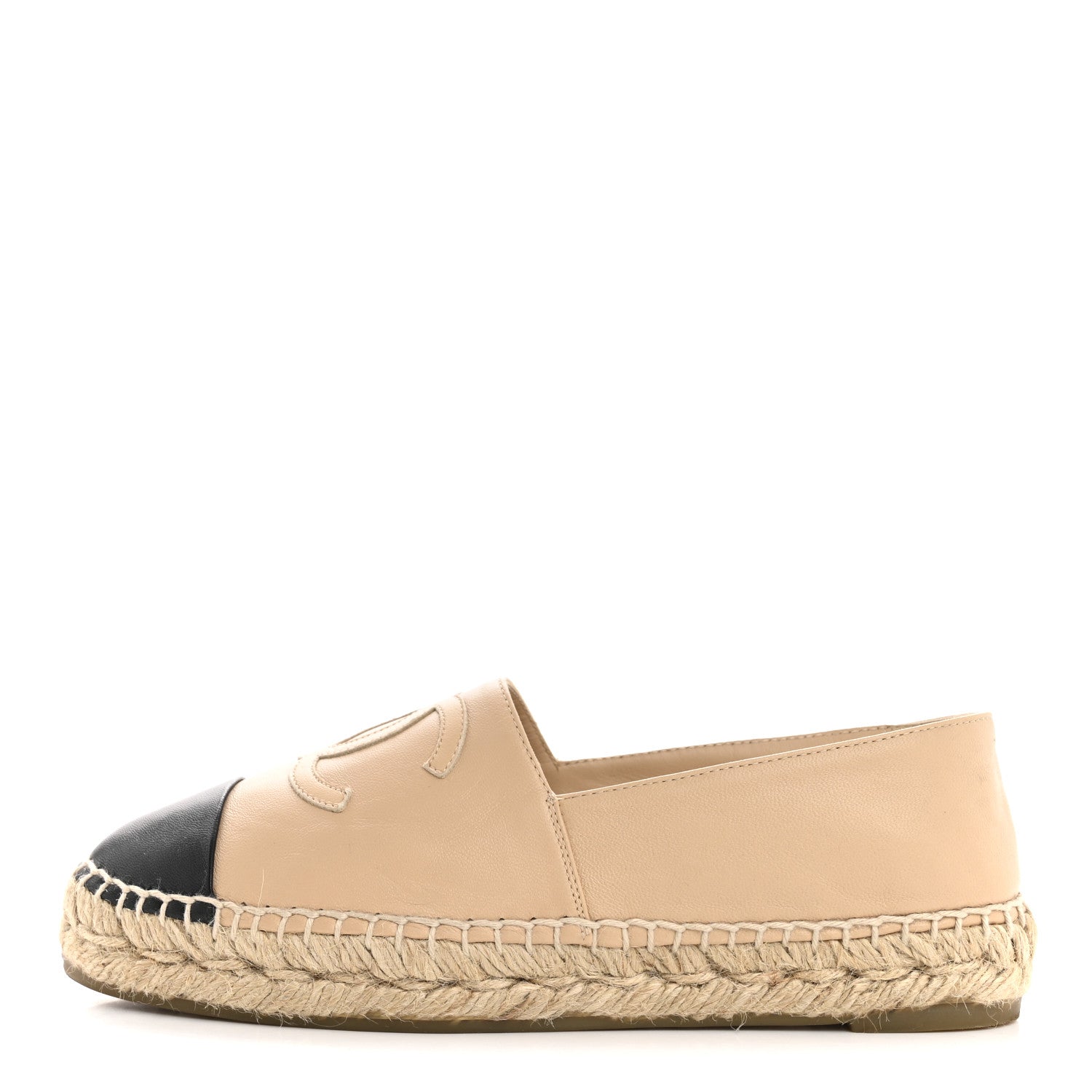 Chanel Lambskin CC Espadrilles 36 Beige Black 1 of 13