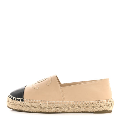 Chanel Lambskin CC Espadrilles 36 Beige Black 1 of 13