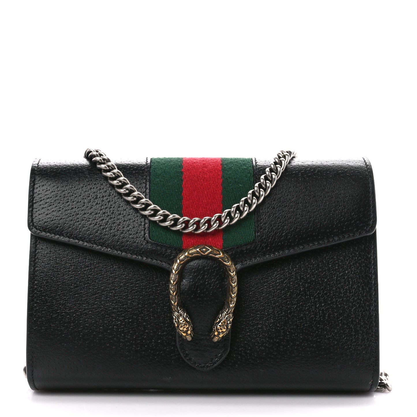 Calfskin Web Mini Dionysus Chain Wallet Black