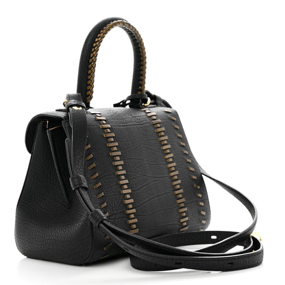 Delvaux Crispy Calfskin Tribal Stitch Mini Brillant Satchel Black Bronze 4 of 11