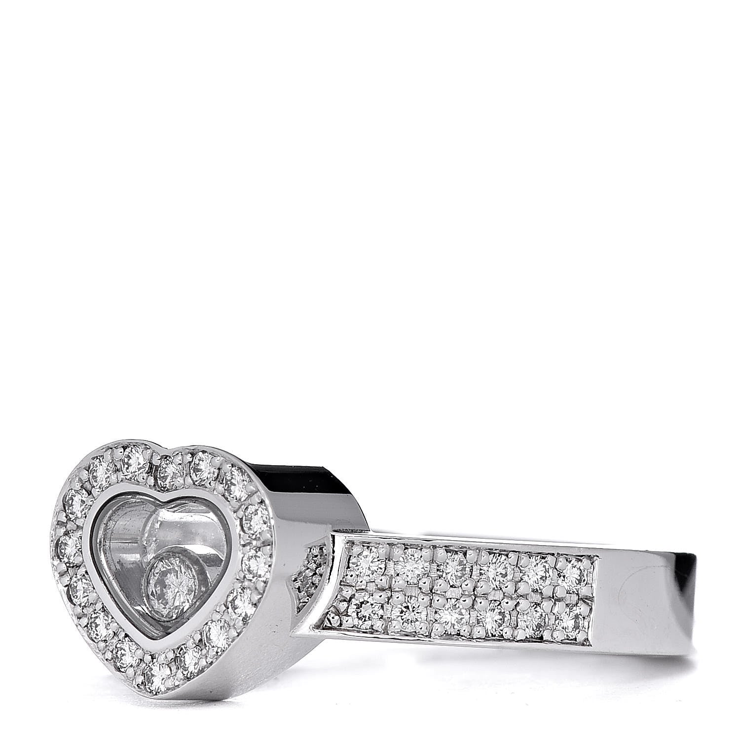 Chopard 18K White Gold Diamond Happy Heart Ring 53 6.25 3 of 5