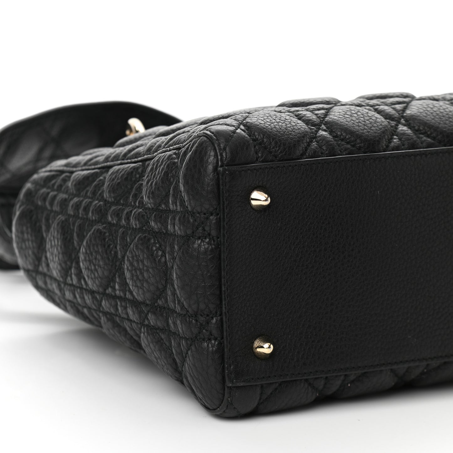 Grained Calfskin Cannage Medium Supple Lady Dior Black