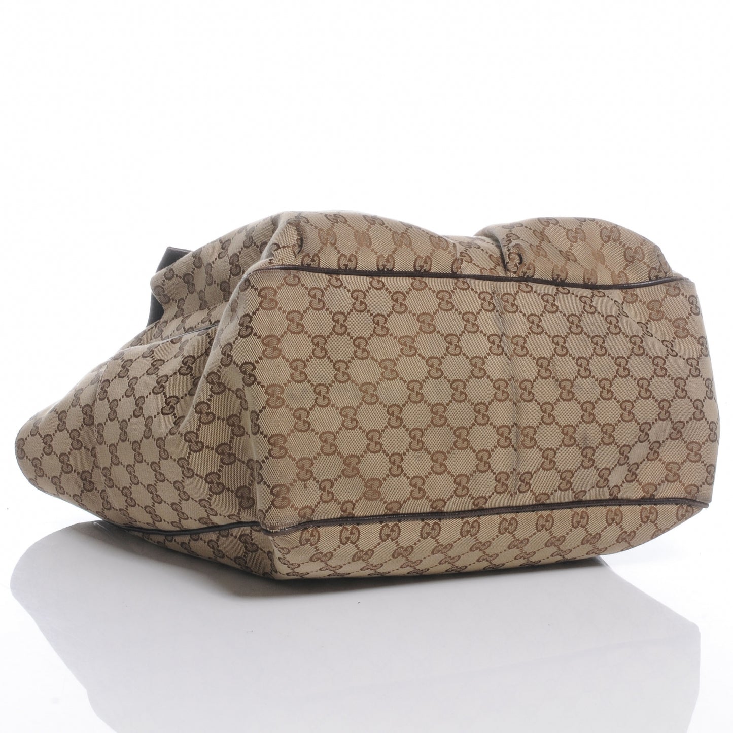 GG Monogram Medium Web Handle Double Pocket Tote Brown
