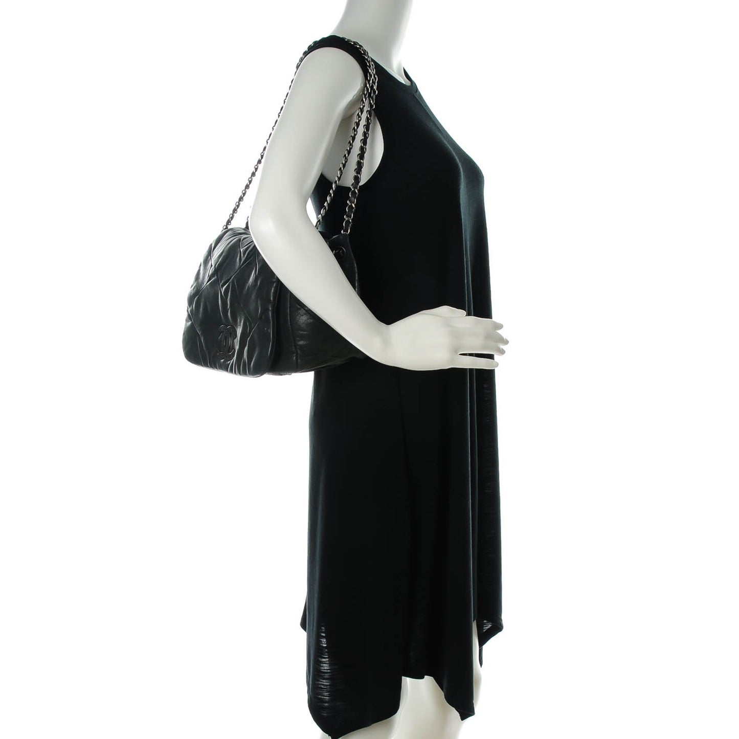 Iridescent Calfskin Glint Accordion Flap Black