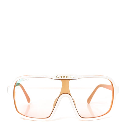 Chanel Acetate Shield Quilted Sunglasses 71655A White Gold 2 of 7