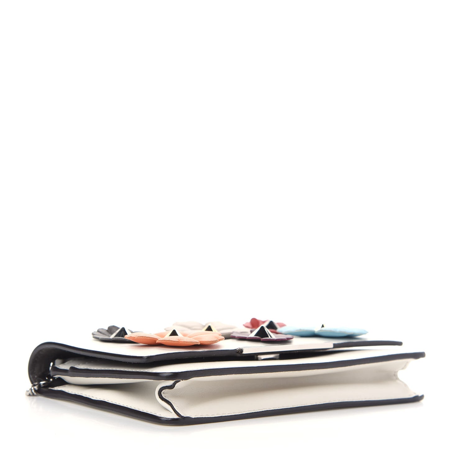 Vitello Century Lucido Nappa Flowerland Studded Tube Wallet On Chain White Ice Multicolor
