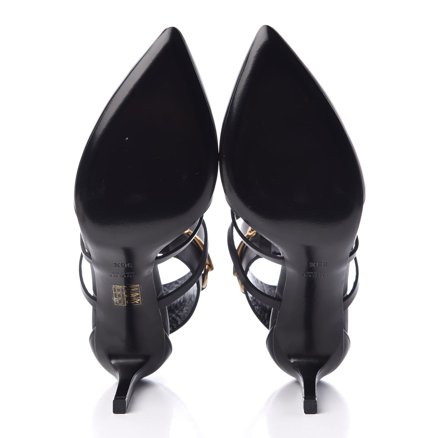 Calfskin Ursula Ankle Wrap Cage Pumps 38.5 Black