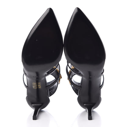 Gucci Calfskin Ursula Ankle Wrap Cage Pumps 38.5 Black 7 of 8