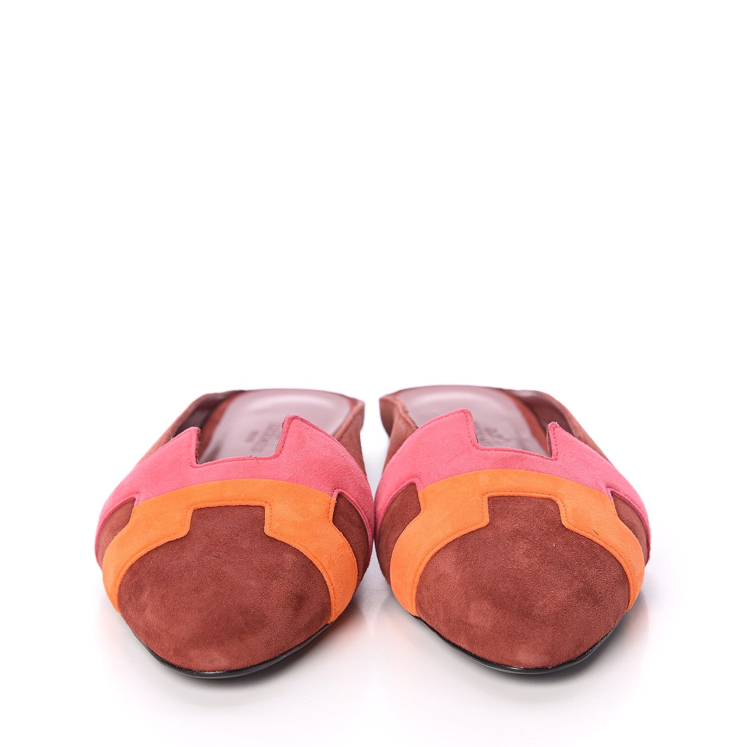 Hermes Velvet Goatskin Mens Roxane Mules 37 Multicolor Brun Acajo 2 of 7