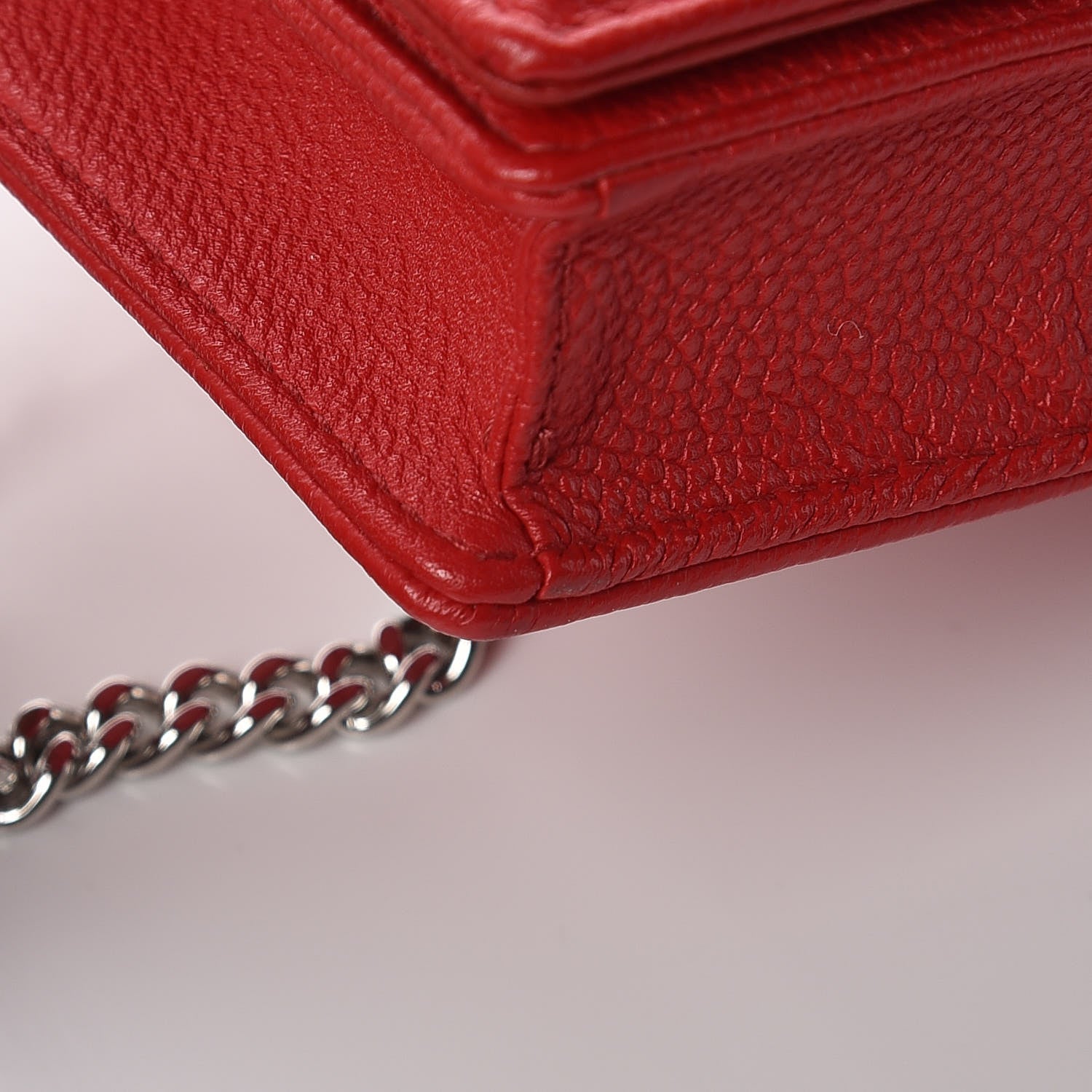 Christian Dior Grained Calfskin Diorama Wallet on Chain Pouch Rouge Vif 9 of 13