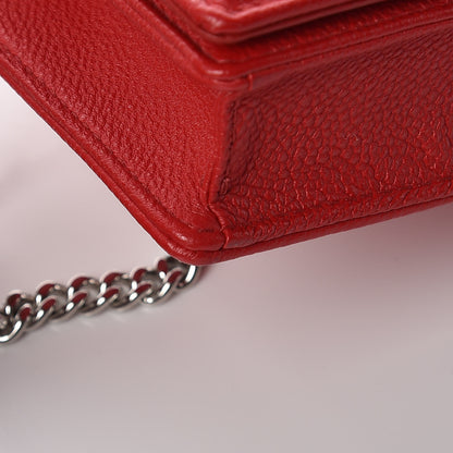 Christian Dior Grained Calfskin Diorama Wallet on Chain Pouch Rouge Vif 9 of 13