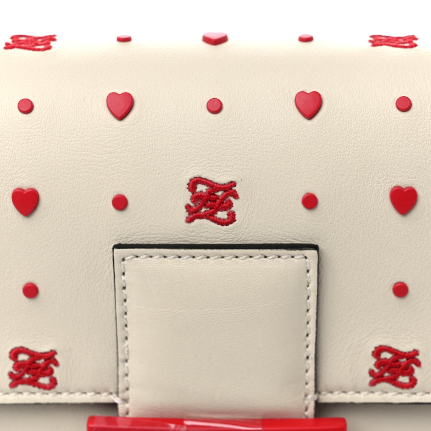 Fendi Vitello Burro Chinese Valentines Day Karligraphy Embroidered Baguette 1997 Pana Rosso Cardinale 4 of 9