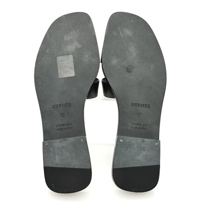 Hermes Box Calfskin Oran Sandals 37 Black 5 of 9