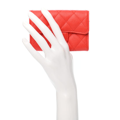 Chanel Caviar Quilted Flap Card Holder Wallet Red 2 of 8